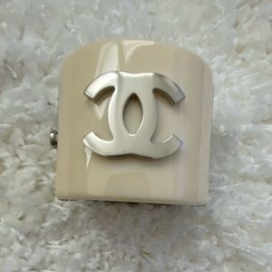 Black and Cream Chanel Resin Cuff